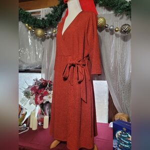 Torrid Red Terracotta Textured Surplice Wrap Dress